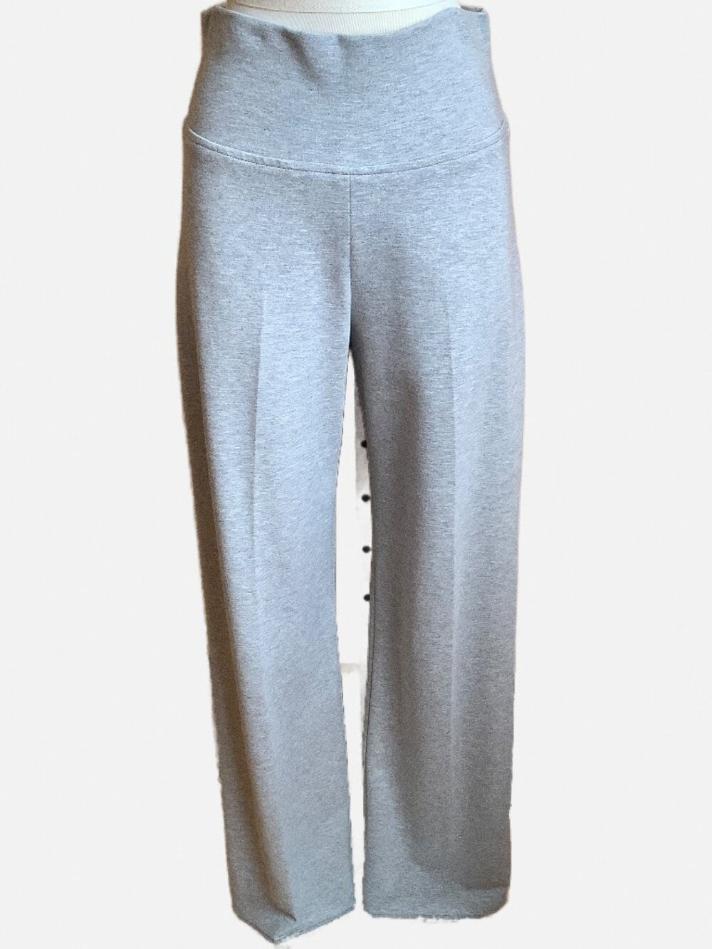 DEAN RENWICK Couture Wide Leg Pants High Rise Ponte Light Gray L NWOT